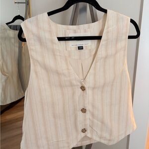 American Eagle Outfitters Cream Striped Sleeveless Top